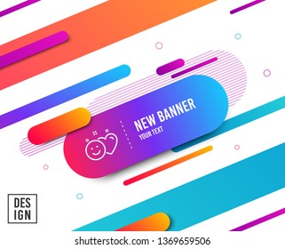 Social media like line icon. Heart, smile sign. Positive feedback symbol. Diagonal abstract banner. Linear smile icon. Geometric line shapes. Vector