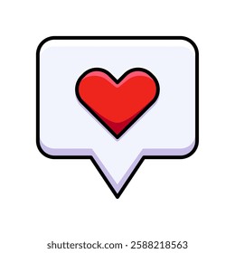 Social Media Like Notification Icon with Red Heart, Symbol of Engagement, Love, and Digital Interaction