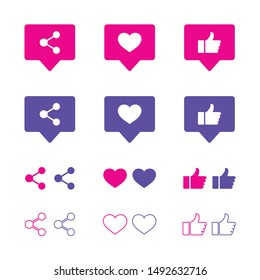 Social Media Like & Share Icons In Different Popup Icons