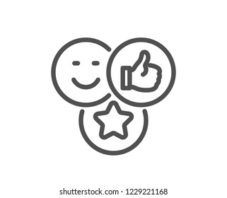 Social media likes line icon. Thumbs up sign. Positive smile feedback symbol. Quality design flat app element. Editable stroke Like icon. Vector