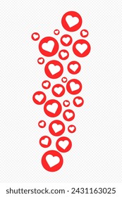 Social media likes reaction symbol on transparent background