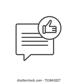 Social media line icon. Speech bubble and thumb up signs.
