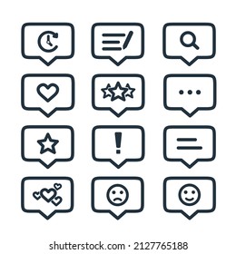 vector de icono de línea de medios sociales. símbolo de comentarios en medios sociales aislado en un fondo blanco.
