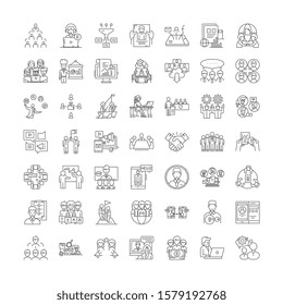 Social media linear icons, signs, symbols vector line illustration set