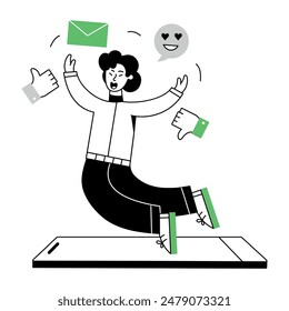 Social Media Linear Mini Illustrations