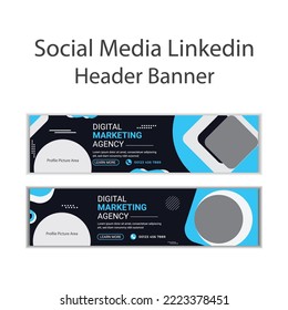 Social media LinkedIn background banner design. Editable custom header banner
