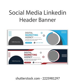 Social media LinkedIn Profile  banner, Digital Marketing Agency LinkedIn Cover page Background design