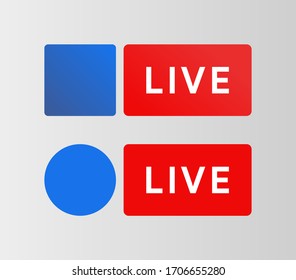 Social media Live button. Facebook style badge. Streaming blue icon. Bradcarting sign. Vector illustration