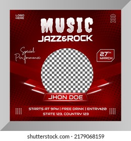 Social media live music festival baner or flyer for social media template