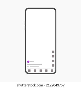 social media live stream wireframe template, short video mockup screen with phone