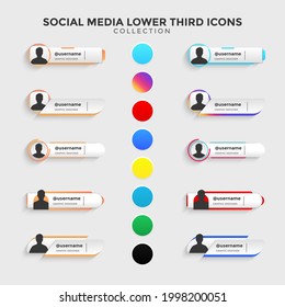 social media lower third icons collection set
