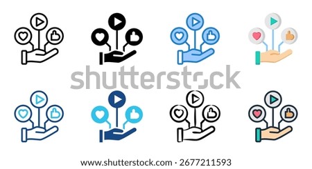 Social Media Management icon set multiple style collection 
