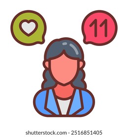 Social Media Manager Filled Icons , Vector illustration