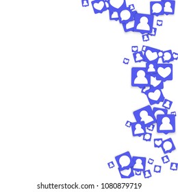 Social media marketing background. Blog design.  Social networks. Follow and Share Social Media Icons Background for App, Application, Marketing, Smm, Ceo, Web, Internet, Analytics, Business.