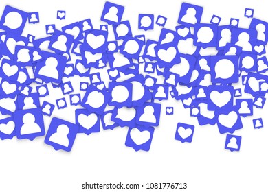 Social media marketing background. Blog design.  Social networks. Follow and Share Social Media Icons Background for App, Application, Marketing, Smm, Ceo, Web, Internet, Analytics, Business.