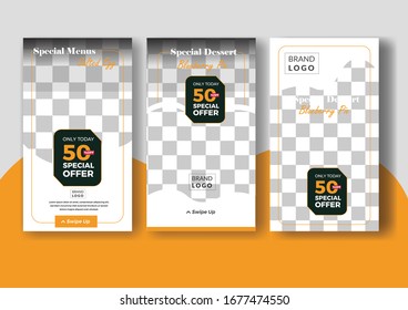 social media marketing banner, food marketing. geometric design.