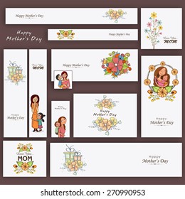 Social media and marketing banners, headers or adds for Happy Mother's Day celebration.