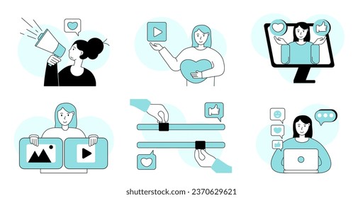 Social Media Marketing Big set. Vector illustration.