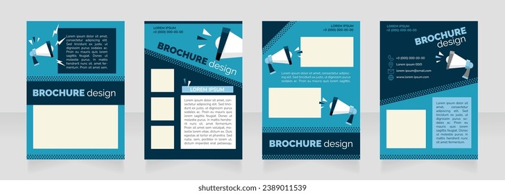 Social media marketing blue blank brochure layout design. Promo service. Vertical poster template set with empty copy space for text. Premade corporate reports collection. Editable flyer paper pages