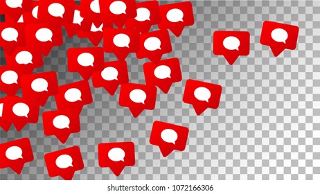 Social Media Marketing. Comment Icons.
 Rating Scale Elements of Design for Web, Advertisement, Promotion, Marketing, Concept for Social Media Design.
 Notifications with Comment. Vector.

