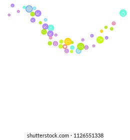 Social media marketing, Communication networking concept. Random icons social media services tags linked on white background. Comment, friend, like, share, target, message. Vector Internet concept.