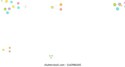 Social media marketing, Communication networking concept. Random icons social media services tags linked on white background. Comment, friend, like, share, target, message. Vector Internet concept.