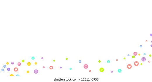 Social media marketing, Communication networking concept. Random icons social media services tags linked on white background. Comment, friend, like, share, target, message. Vector Internet concept.