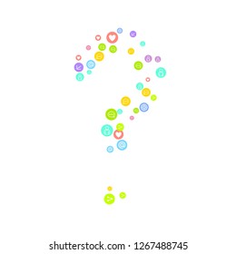 Social media marketing, Communication networking concept. Random icons social media services tags linked on white background. Comment, friend, like, share, target, message. Vector Internet concept.
