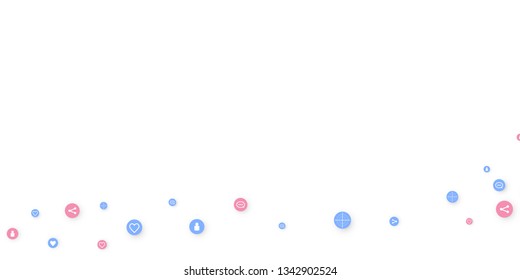 Social media marketing, Communication networking concept. Random icons social media services tags linked on white background. Comment, friend, like, share, target, message. Vector Internet concept.