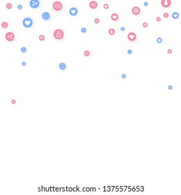 Social media marketing, Communication networking concept. Random icons social media services tags linked on white background. Comment, friend, like, share, target, message. Vector Internet concept.