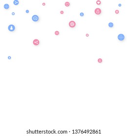 Social media marketing, Communication networking concept. Random icons social media services tags linked on white background. Comment, friend, like, share, target, message. Vector Internet concept.