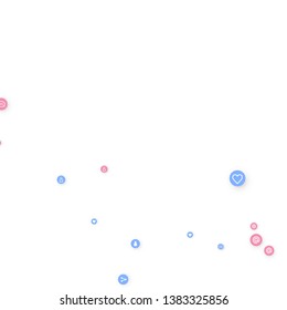 Social media marketing, Communication networking concept. Random icons social media services tags linked on white background. Comment, friend, like, share, target, message. Vector Internet concept.