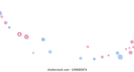 Social media marketing, Communication networking concept. Random icons social media services tags linked on white background. Comment, friend, like, share, target, message. Vector Internet concept.