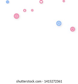 Social media marketing, Communication networking concept. Random icons social media services tags linked on white background. Comment, friend, like, share, target, message. Vector Internet concept.