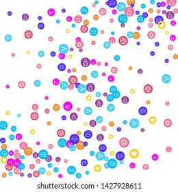 Social media marketing, Communication networking concept. Random icons social media services tags linked on white background. Comment, friend, like, share, target, message. Vector Internet concept.