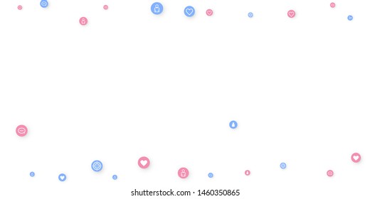 Social media marketing, Communication networking concept. Random icons social media services tags linked on white background. Comment, friend, like, share, target, message. Vector Internet concept.