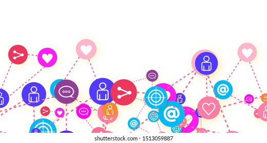 Social media marketing, Communication networking concept. Random icons social media services 