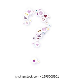 Social media marketing, Communication networking concept. Random icons social media services tags linked on white background. Comment, friend, like, share, target, message. Vector Internet concept.