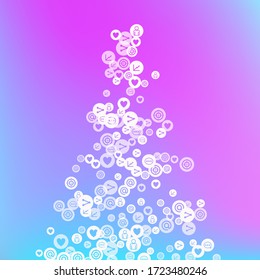 Social media marketing, Communication networking concept. Random icons social media services tags on color background. Comment, friend, like, share, target, message. Vector Internet concept.