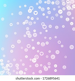 Social media marketing, Communication networking concept. Random icons social media services tags on color background. Comment, friend, like, share, target, message. Vector Internet concept.