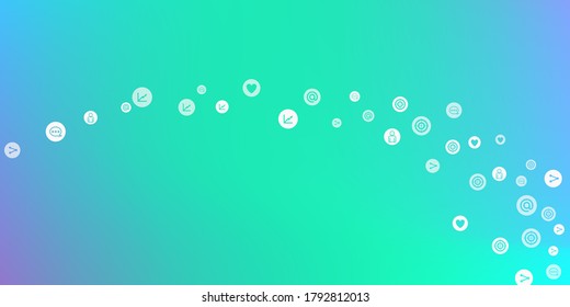 Social media marketing, Communication networking concept. Random icons social media services tags on color background. Comment, friend, like, share, target, message. Vector Internet concept.