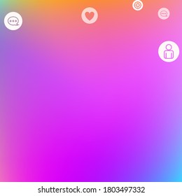 Social media marketing, Communication networking concept. Random icons social media services tags on color background. Comment, friend, like, share, target, message. Vector Internet concept.
