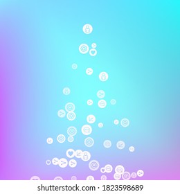 Social media marketing, Communication networking concept. Random icons social media services tags on color background. Comment, friend, like, share, target, message. Vector Internet concept.