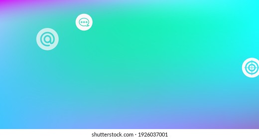 Social media marketing, Communication networking concept. Random icons social media services tags on color background. Comment, friend, like, share, target, message. Vector Internet concept.
