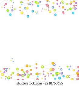 Social media marketing, Communication networking concept. Random icons social media services tags linked on white background. Comment, friend, like, share, target, message. Vector Internet concept.