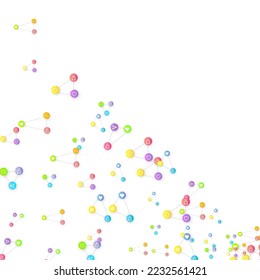 Social media marketing, Communication networking concept. Random icons social media services tags linked on white background. Comment, friend, like, share, target, message. Vector Internet concept.