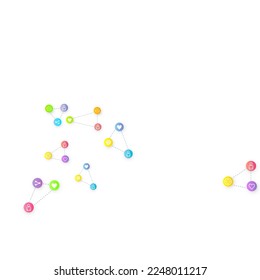 Social media marketing, Communication networking concept. Random icons social media services tags linked on white background. Comment, friend, like, share, target, message. Vector Internet concept.