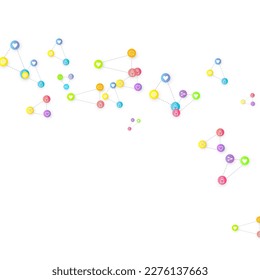Social media marketing, Communication networking concept. Random icons social media services tags linked on white background. Comment, friend, like, share, target, message. Vector Internet concept.
