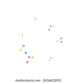Social media marketing, Communication networking concept. Random icons social media services tags linked on white background. Comment, friend, like, share, target, message. Vector Internet concept.