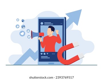 Social media marketing concept flat vector illustration for landing page, web banner, mobile application, banner, business content strategy, web design, Digital marketing online connection concept